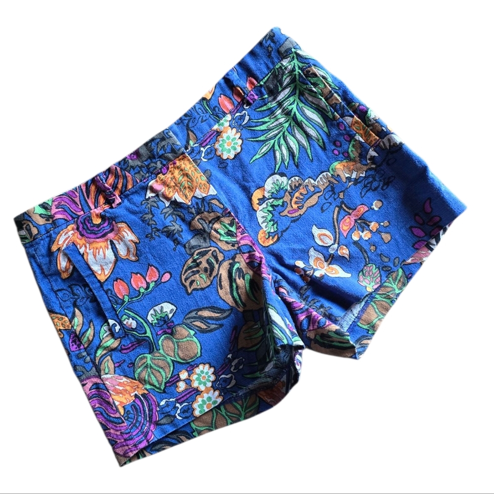 Blue Floral Print Women's Shorts